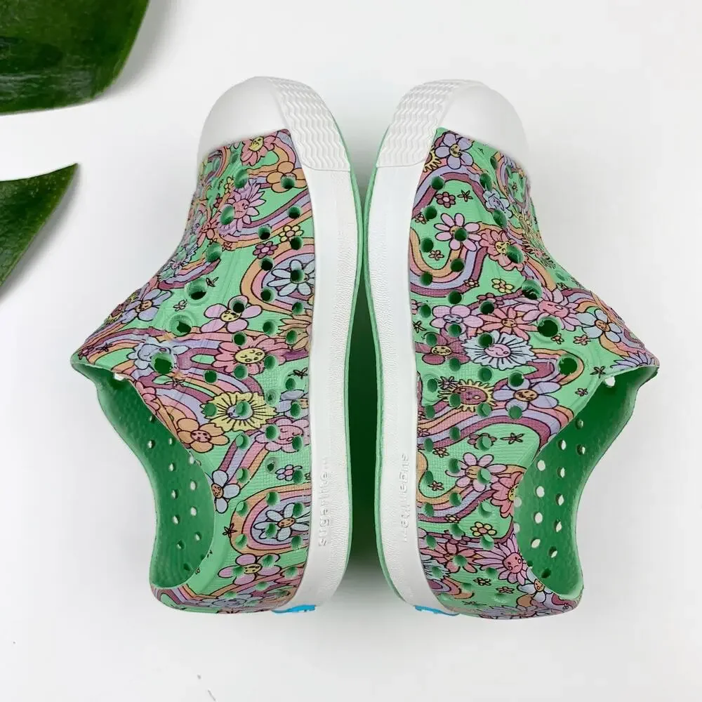 Native Jefferson Sugarlite Slip On Shoes Green Floral Sandals Kids Toddler C4